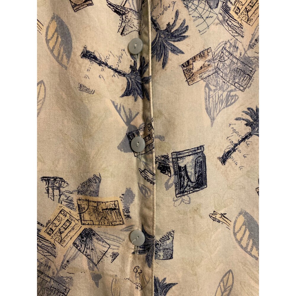 LIZGOLF Large Button Front Shirt Hawaii Palm trees  Silk! - Picture 4 of 5
